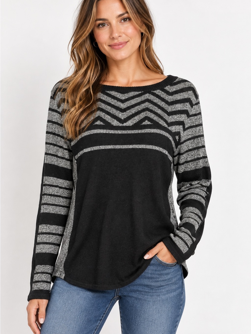 SMARTWOOL Women's Merino Wool Blend Striped Crew Neck Top Size XL Base Layer